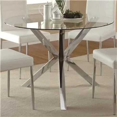 Contemporary Glass-Top Dining Table with Unique Chrome Base